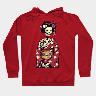 Pixel Art Geisha Skeleton Hoodie